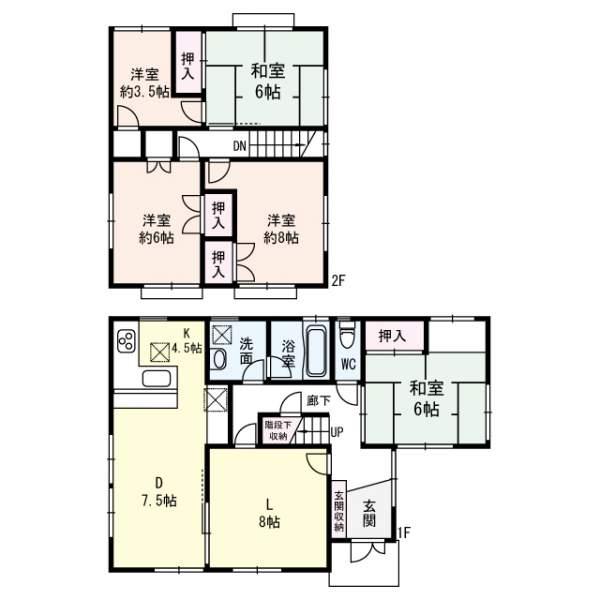 Floor plan. 22,800,000 yen, 4LDK+S, Land area 216.11 sq m , Building area 114.27 sq m