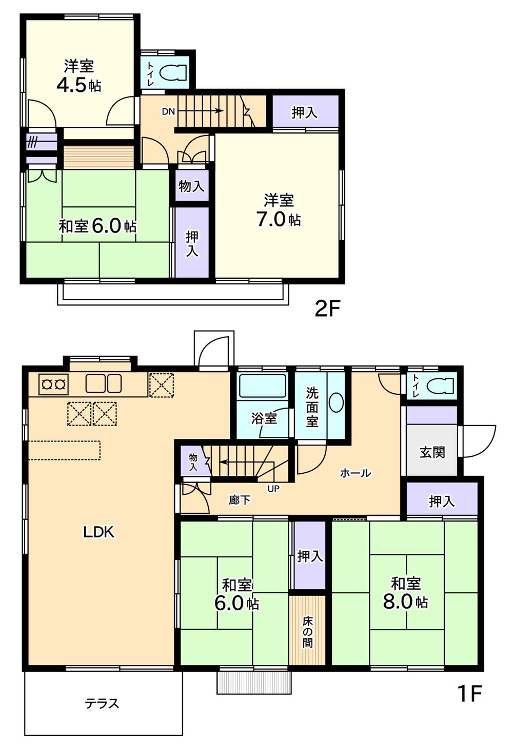 Floor plan. 21,800,000 yen, 5LDK, Land area 207.6 sq m , Building area 119.65 sq m