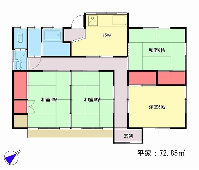 Floor plan. 11.8 million yen, 4K, Land area 198.46 sq m , Building area 72.85 sq m