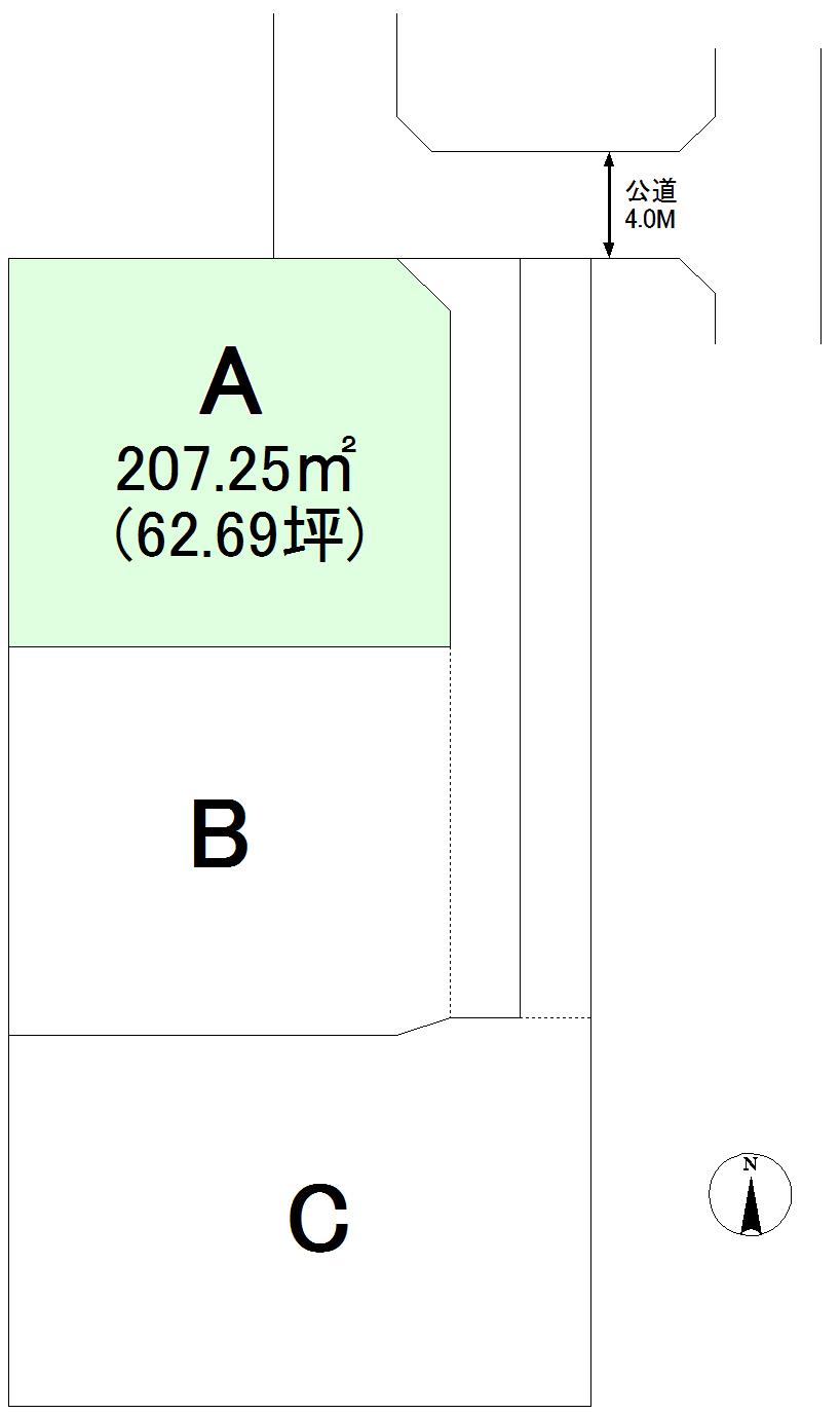 Compartment figure. Land price 10.8 million yen, Land area 207.25 sq m
