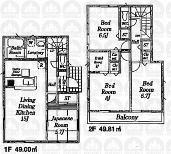 Floor plan. 19,800,000 yen, 4LDK + S (storeroom), Land area 151.07 sq m , Building area 98.81 sq m
