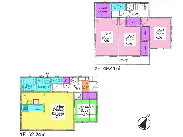 Floor plan. (4 Building), Price 19,800,000 yen, 4LDK+S, Land area 187.5 sq m , Building area 101.65 sq m