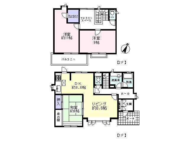 Floor plan. 18,800,000 yen, 3LDK, Land area 210 sq m , Building area 111.36 sq m