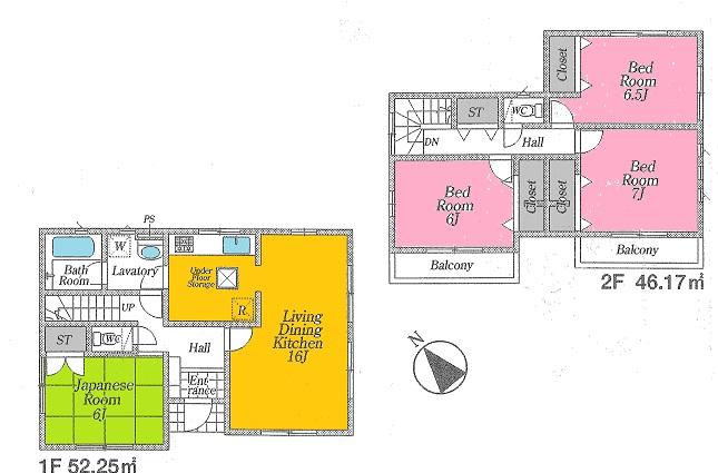 Floor plan. 16.8 million yen, 4LDK, Land area 200.01 sq m , Building area 98.42 sq m