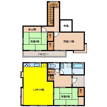 Floor plan. 8.8 million yen, 3LDK, Land area 152.09 sq m , Building area 89.41 sq m