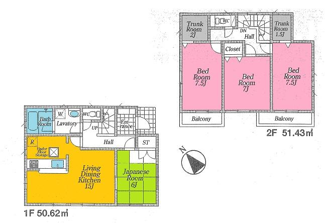 Floor plan. 16.8 million yen, 4LDK, Land area 180.52 sq m , Building area 102.05 sq m