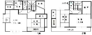 Floor plan. 11 million yen, 3LDK + S (storeroom), Land area 333.05 sq m , Building area 91.08 sq m