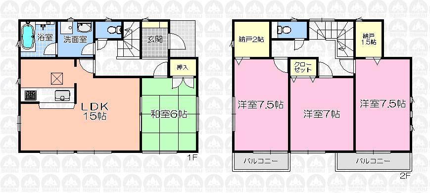 Floor plan. (Building 2), Price 16.8 million yen, 4LDK+S, Land area 180.52 sq m , Building area 102.05 sq m