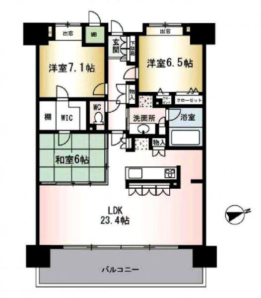 Floor plan. 3LDK, Price 25,900,000 yen, Occupied area 93.05 sq m , Balcony area 17 sq m