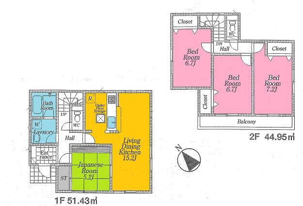 Floor plan. 16.8 million yen, 4LDK, Land area 200.02 sq m , Building area 96.38 sq m