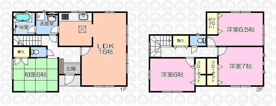 Floor plan. (1 Building), Price 16.8 million yen, 4LDK, Land area 180.53 sq m , Building area 98.42 sq m