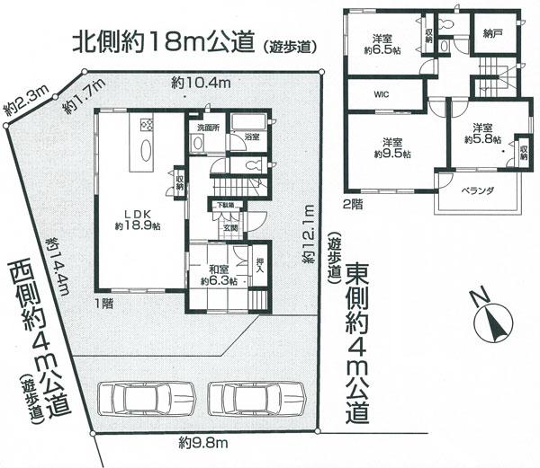 Floor plan. 33,500,000 yen, 4LDK + S (storeroom), Land area 191.3 sq m , Building area 119.5 sq m