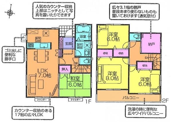 Floor plan. (5 Building), Price 23.6 million yen, 4LDK+S, Land area 183.72 sq m , Building area 106.82 sq m