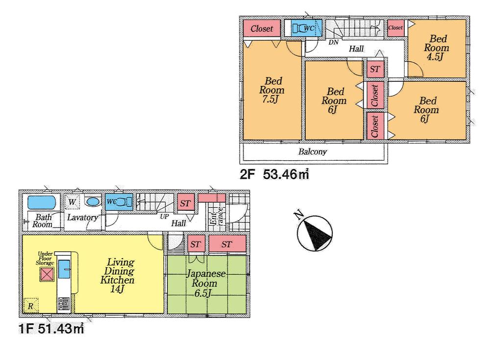 Floor plan. (6 Building), Price 16.8 million yen, 5LDK, Land area 200.01 sq m , Building area 104.89 sq m