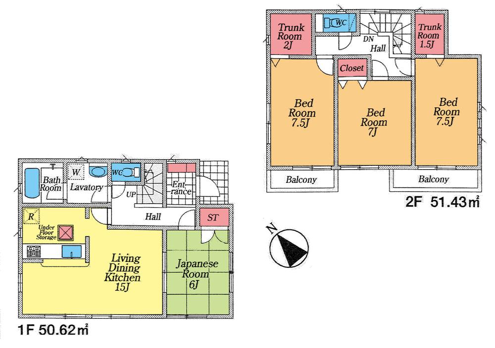 Floor plan. (Building 2), Price 16.8 million yen, 4LDK, Land area 180.52 sq m , Building area 102.05 sq m