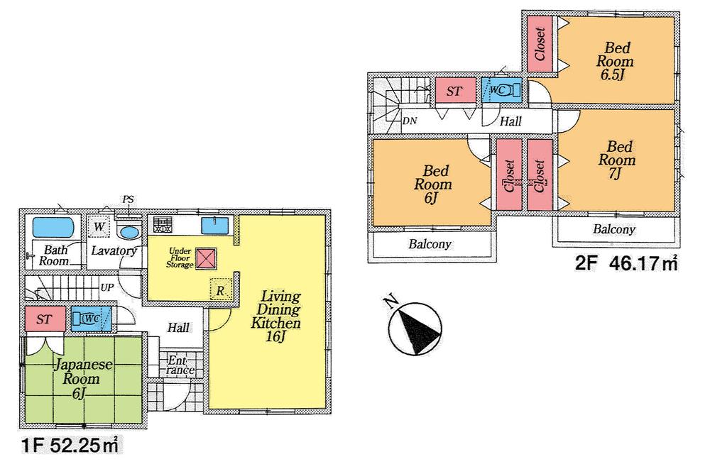 Floor plan. (1 Building), Price 16.8 million yen, 4LDK, Land area 180.53 sq m , Building area 98.42 sq m