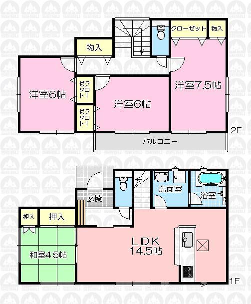 Floor plan. (3 Building), Price 21,800,000 yen, 4LDK, Land area 173.37 sq m , Building area 93.96 sq m