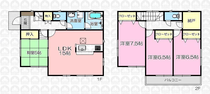 Floor plan. (Building 2), Price 19,800,000 yen, 4LDK+S, Land area 161.67 sq m , Building area 97.2 sq m