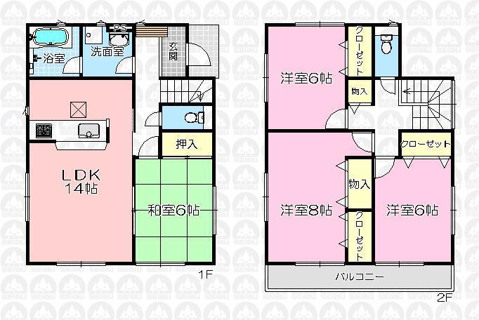 Floor plan. (1 Building), Price 22,800,000 yen, 4LDK, Land area 150.11 sq m , Building area 97.2 sq m