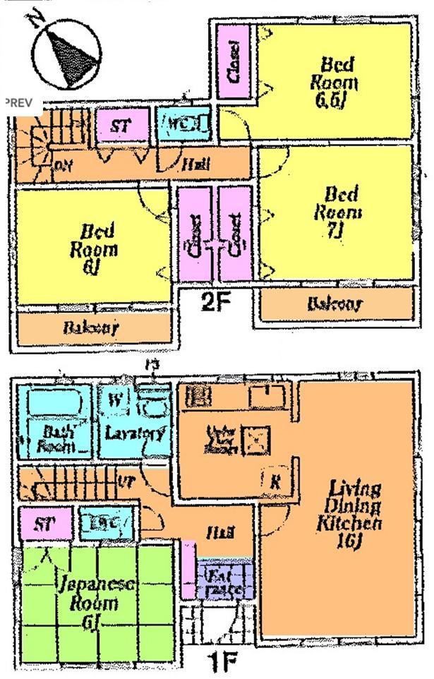 Floor plan. (1 Building), Price 22,800,000 yen, 4LDK, Land area 180.53 sq m , Building area 98.42 sq m