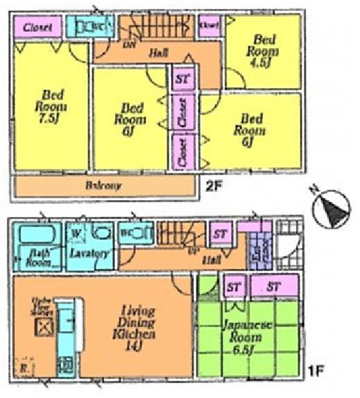 Floor plan. (6 Building), Price 22,800,000 yen, 5LDK, Land area 200.01 sq m , Building area 104.89 sq m