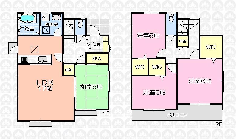 Floor plan. (1 Building), Price 22,800,000 yen, 4LDK, Land area 183.72 sq m , Building area 106.82 sq m