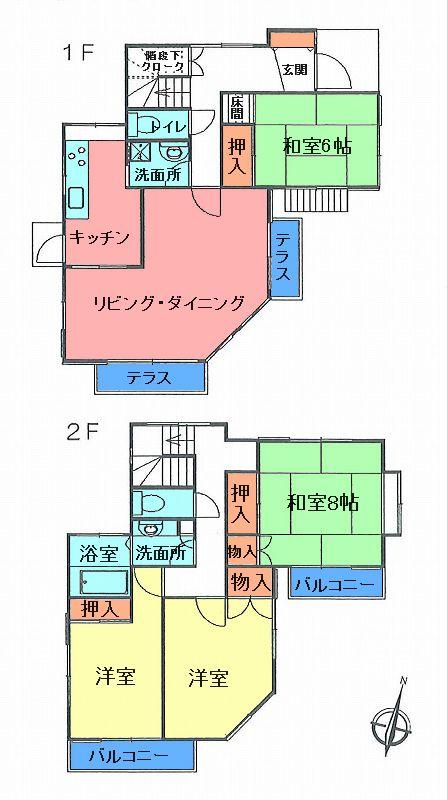 Floor plan. 15.5 million yen, 4LDK, Land area 175.08 sq m , Building area 115.72 sq m