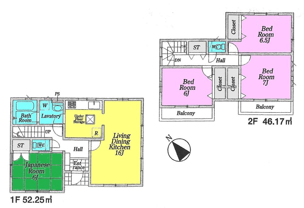 Floor plan. ((1) Building), Price 16.8 million yen, 4LDK, Land area 180.53 sq m , Building area 98.42 sq m