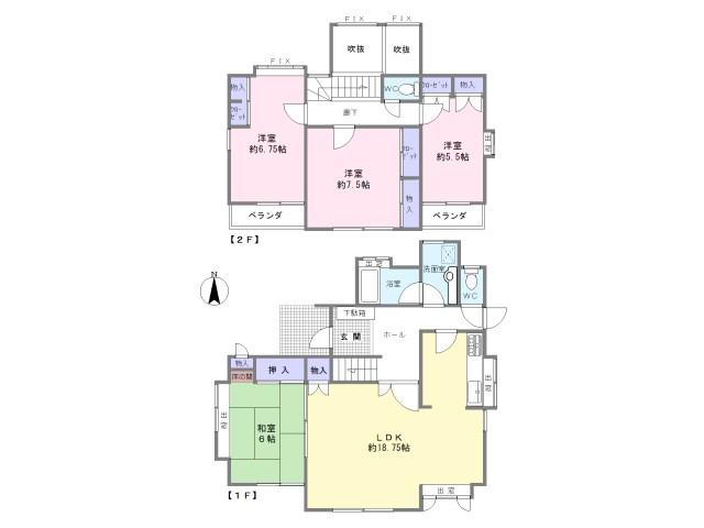 Floor plan. 14.8 million yen, 4LDK, Land area 178.91 sq m , Building area 135.38 sq m