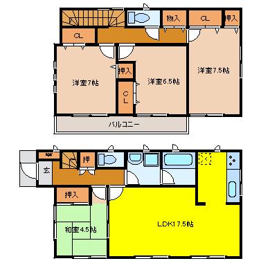 Floor plan. 17.8 million yen, 4LDK, Land area 200.01 sq m , Building area 102.06 sq m