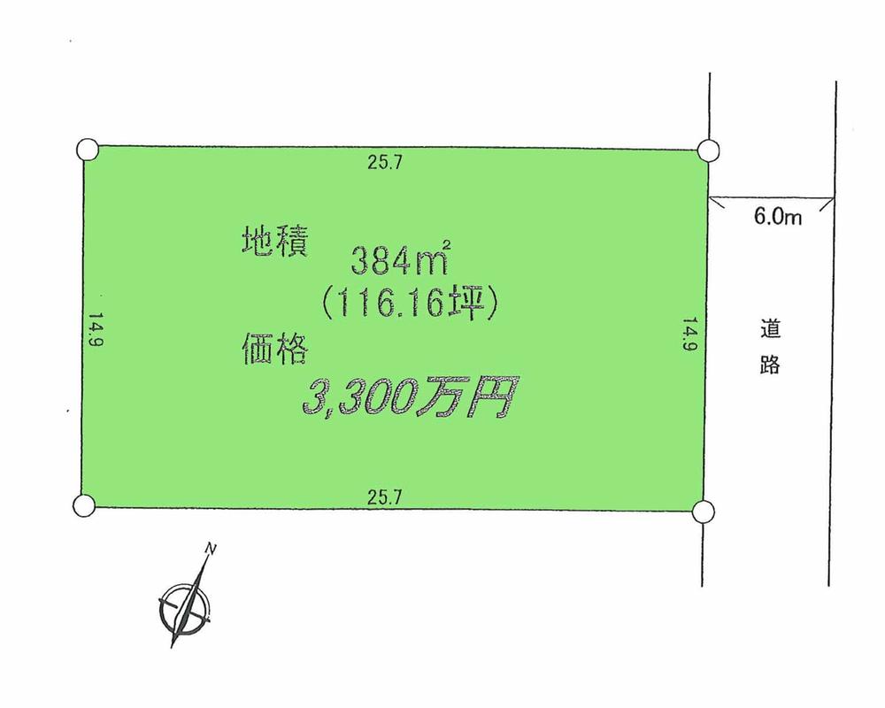 Compartment figure. Land price 33 million yen, Land area 384 sq m