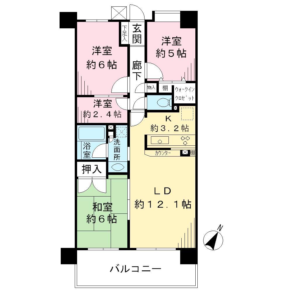 Floor plan. 3LDK + S (storeroom), Price 17 million yen, Occupied area 72.85 sq m , Balcony area 12.4 sq m