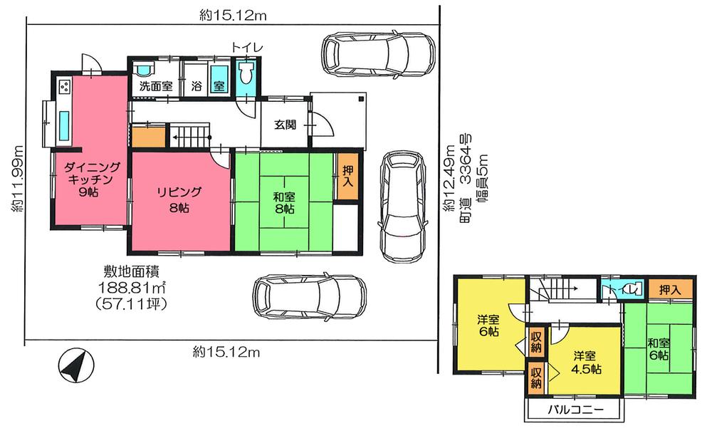 Floor plan. 11.5 million yen, 4LDK, Land area 188.81 sq m , Building area 101.44 sq m