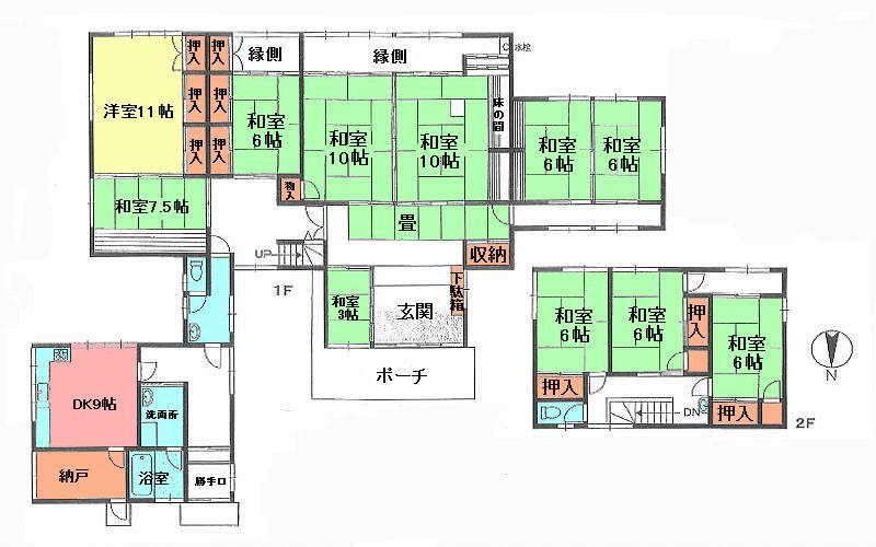Floor plan. 49,800,000 yen, 10DK + S (storeroom), Land area 1,652.11 sq m , Building area 270.46 sq m