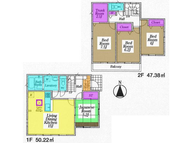 Floor plan. (3 Building), Price 14.8 million yen, 4LDK+S, Land area 200.06 sq m , Building area 97.6 sq m