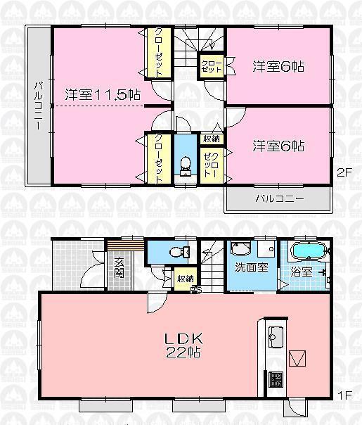 Floor plan. (Building 2), Price 26,800,000 yen, 3LDK, Land area 157.64 sq m , Building area 102.68 sq m
