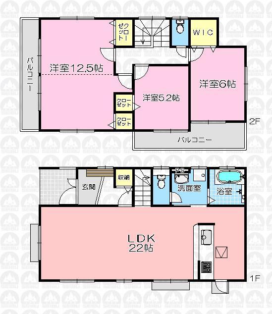 Floor plan. (1 Building), Price 24,800,000 yen, 3LDK, Land area 159.33 sq m , Building area 102.88 sq m