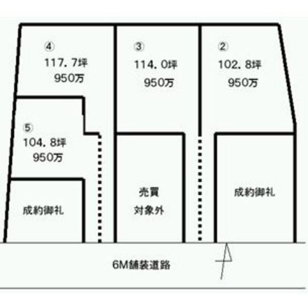 Compartment figure. Land price 9.5 million yen, Land area 343.82 sq m