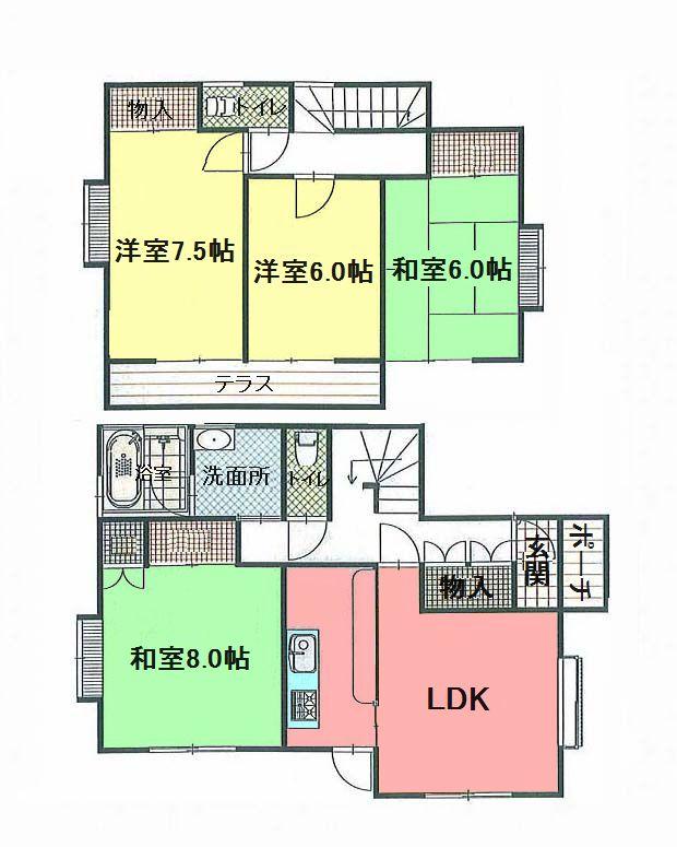 Floor plan. 8.3 million yen, 4LDK, Land area 165.28 sq m , Building area 101.02 sq m