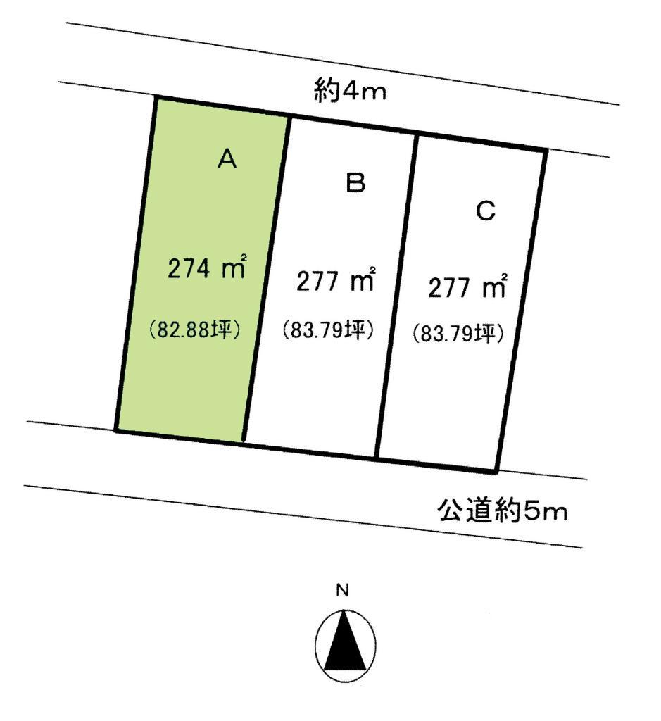 Compartment figure. Land price 4.5 million yen, Land area 274 sq m