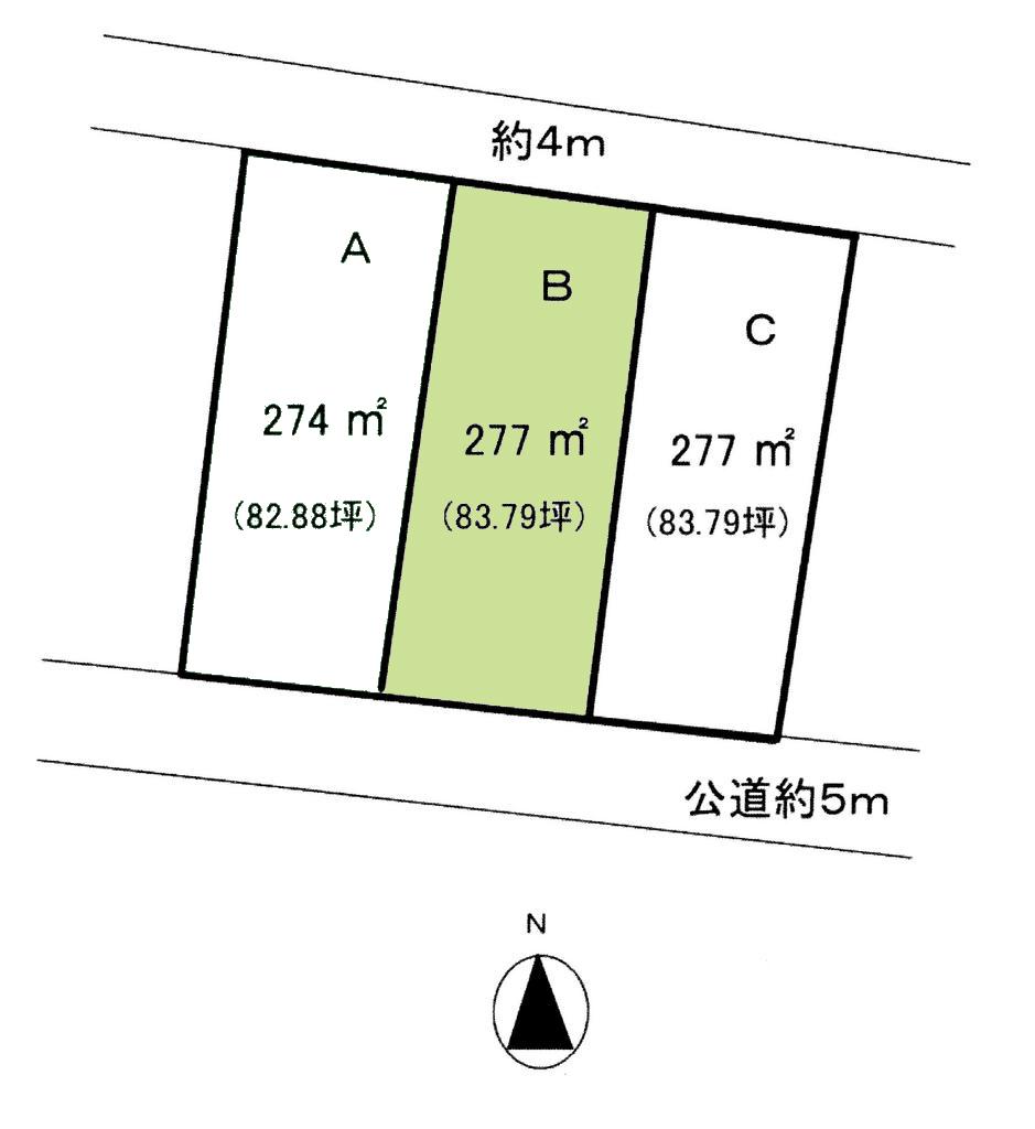 Compartment figure. Land price 4.5 million yen, Land area 277 sq m