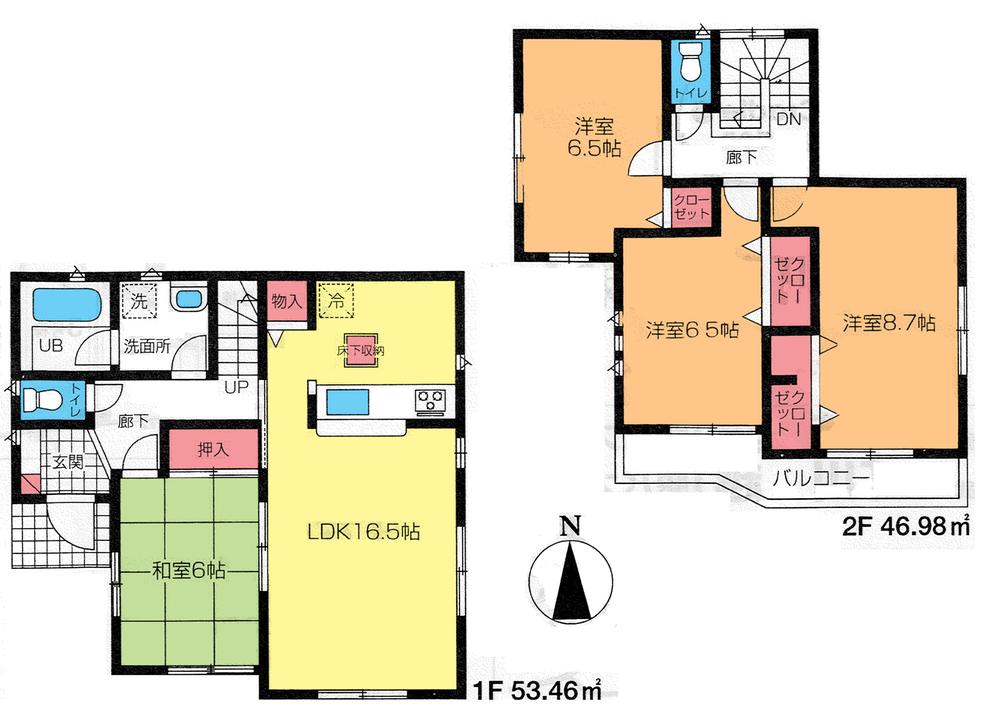 Floor plan. (Building 2), Price 19,800,000 yen, 4LDK, Land area 199.8 sq m , Building area 100.44 sq m