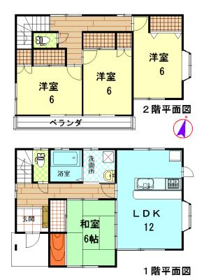 Floor plan. 4.5 million yen, 4LDK, Land area 135.37 sq m , Building area 98.54 sq m floor plan
