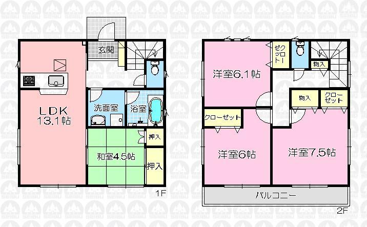 Floor plan. 21,800,000 yen, 4LDK, Land area 144.88 sq m , Building area 91.12 sq m
