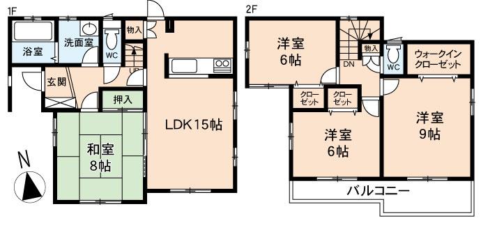 Floor plan. (Building 2), Price 22,300,000 yen, 4LDK+S, Land area 194.27 sq m , Building area 103.5 sq m