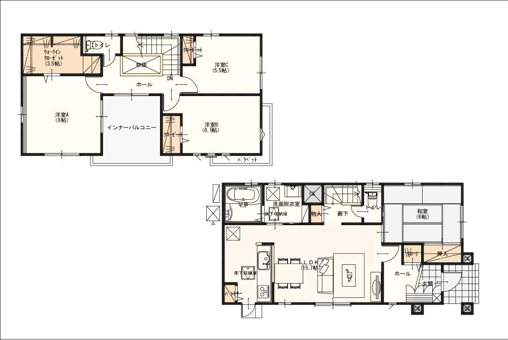 Floor plan. (Building 2), Price 22,800,000 yen, 4LDK, Land area 175.65 sq m , Building area 107.65 sq m