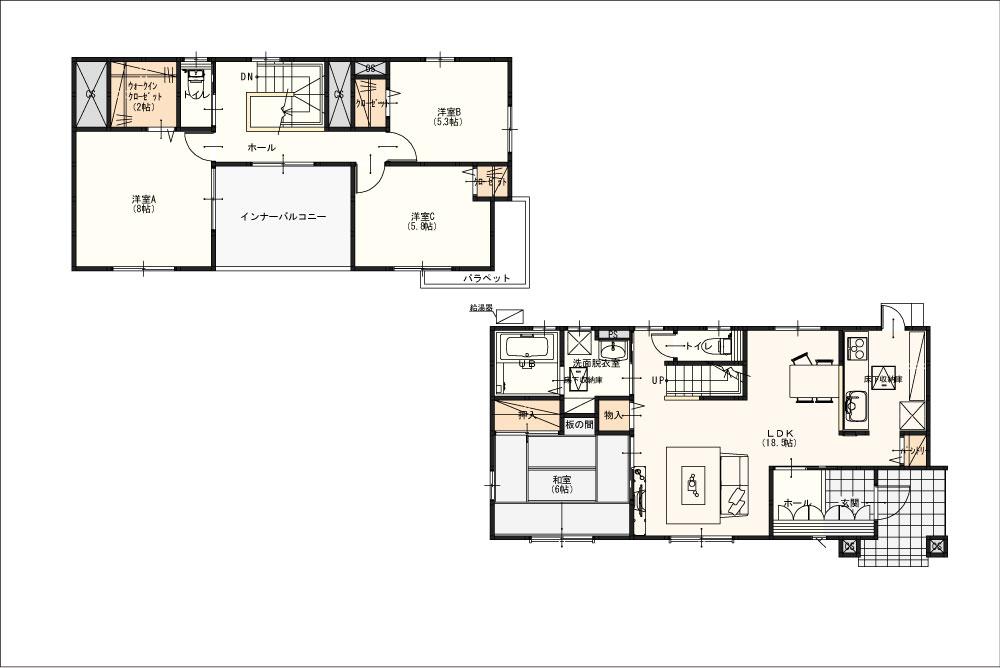 Floor plan. (1 Building), Price 22,800,000 yen, 4LDK, Land area 175.66 sq m , Building area 107.64 sq m