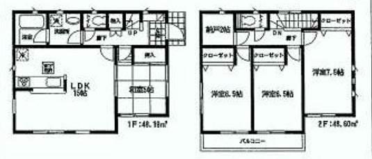 Floor plan. 17,900,000 yen, 4LDK, Land area 226.7 sq m , Building area 96.7 sq m parking three or more possible is the floor plan of a wide face-to-face kitchen living
