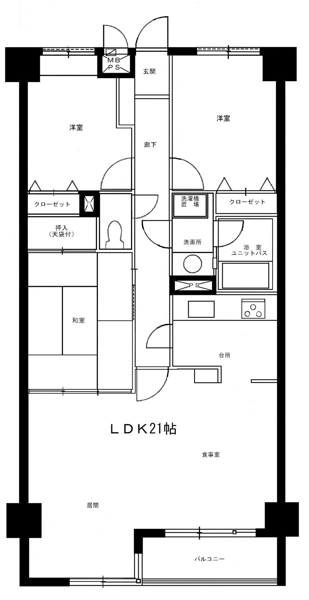 Floor plan. 2LDK + S (storeroom), Price 9.8 million yen, Occupied area 84.04 sq m , Balcony area 4.38 sq m