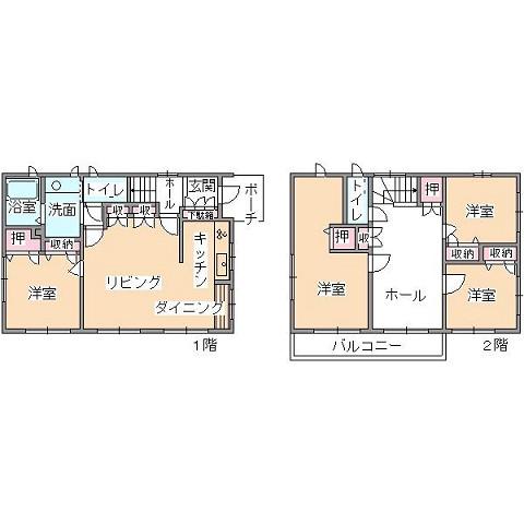 Floor plan. 20.8 million yen, 4LDK, Land area 190.74 sq m , Building area 109.05 sq m